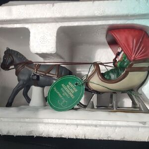Department 56 Horse and Sleigh with Red and Green Detail "One Horse Open Sleigh"